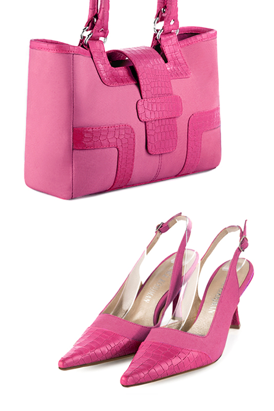 Dress handbag in hot pink and fuchsia pink - Top view